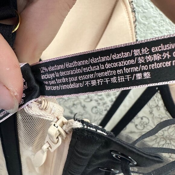 Victorias Secret Lace Corset Bustier Sexy Mesh Embroidered Lingerie Womens 32C - Picture 5 of 6